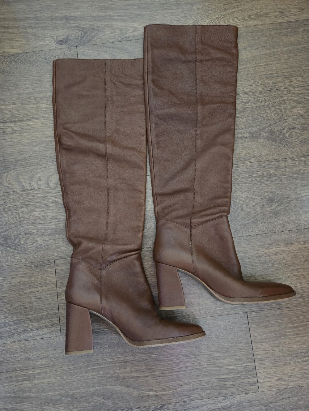 Iris And Ink Brown Leather Block Heel Boots
